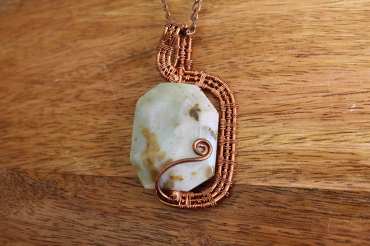 Asymmetrical Faceted Pink Opal Pendant