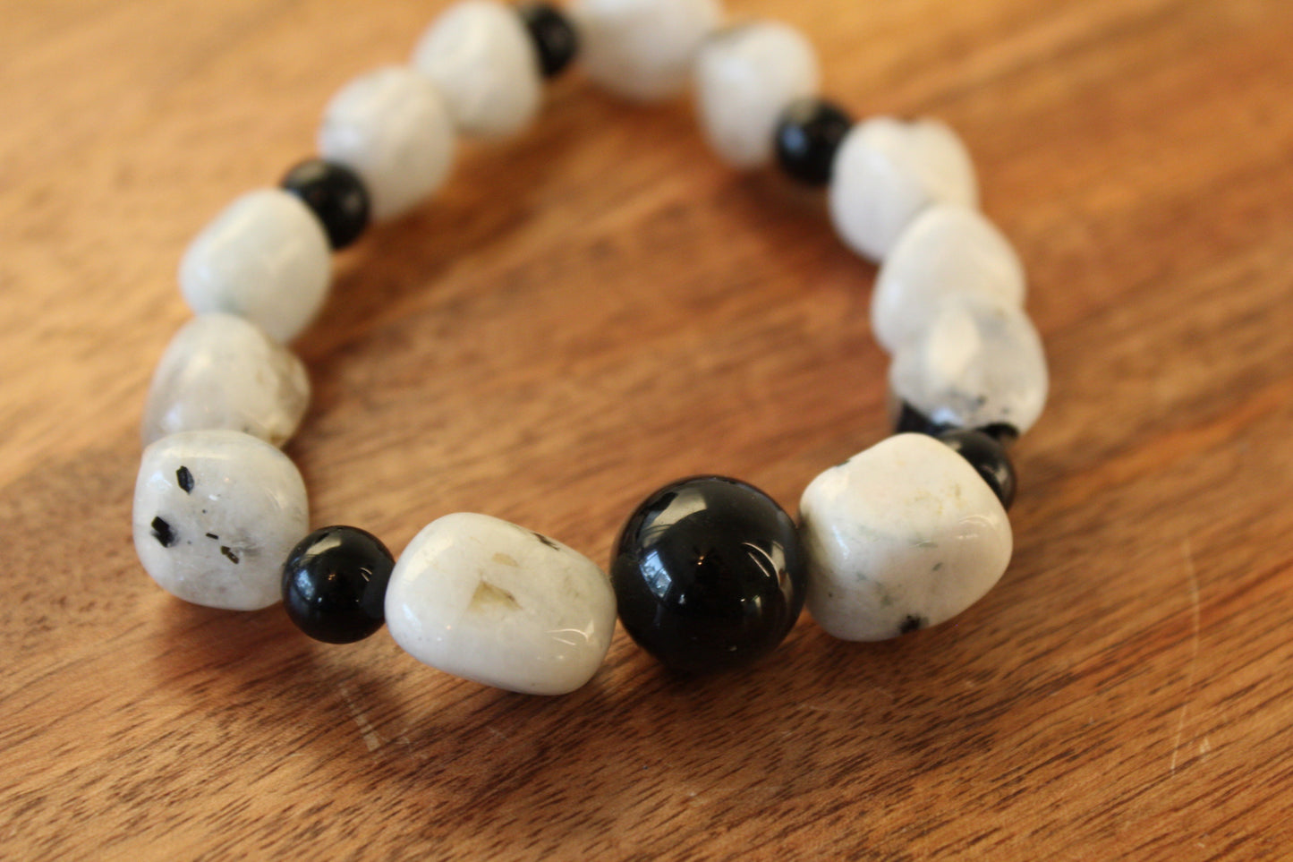 Chunky Moonstone & Gold Sheen Obsidian Bracelet