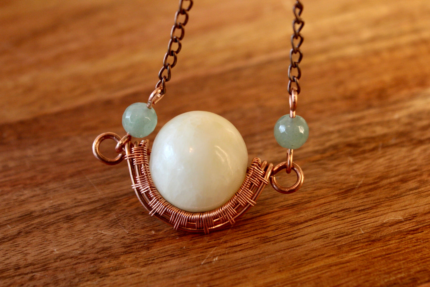 White Jade & Aventurine Pendant