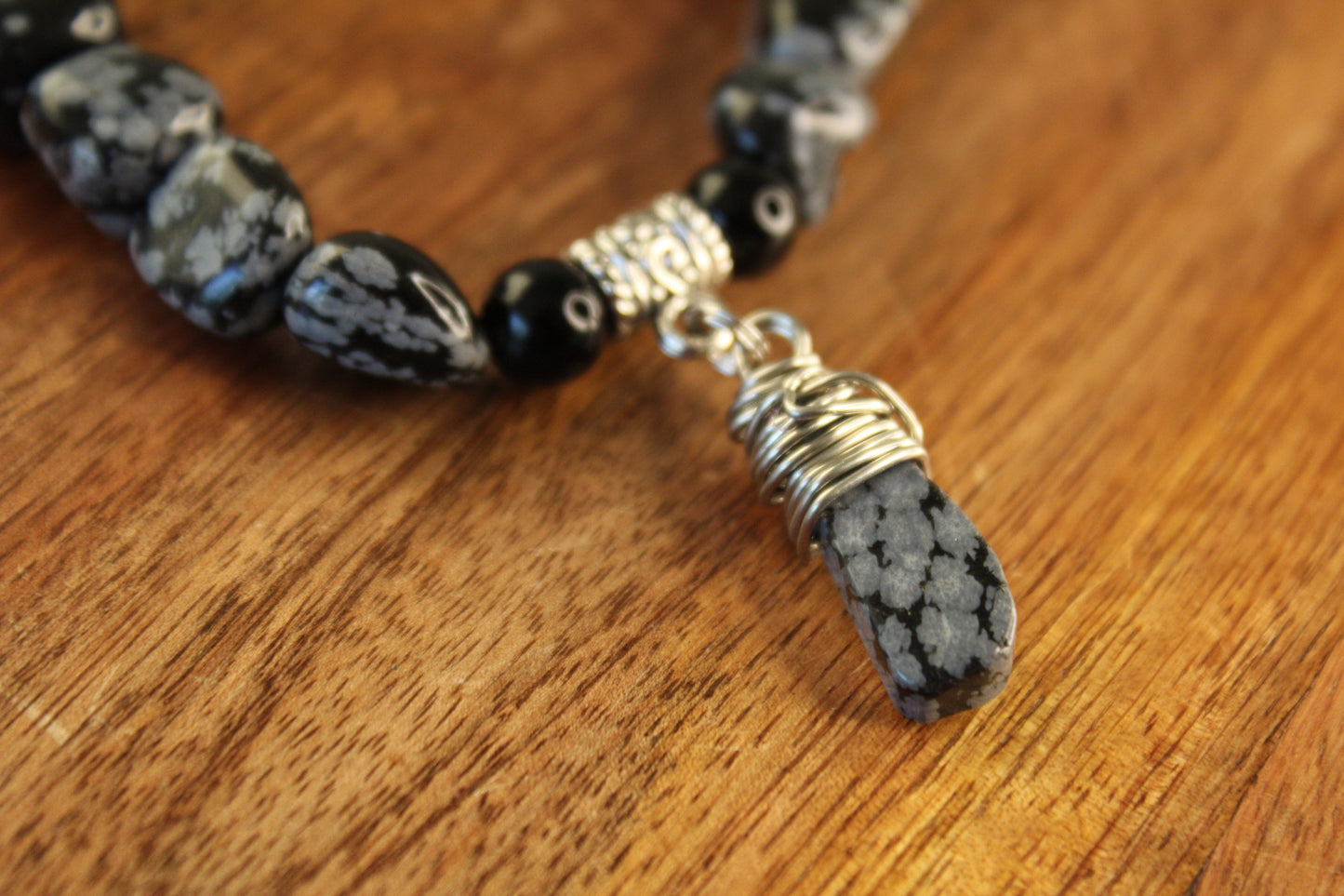 Chunky Snowflake Obsidian Bracelet