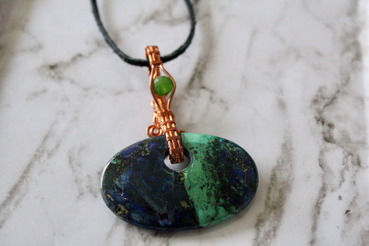 Azurite Malachite Reversible Pendant