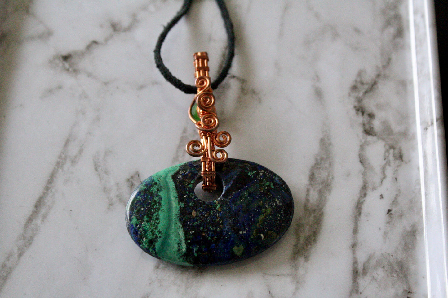 Azurite Malachite Reversible Pendant